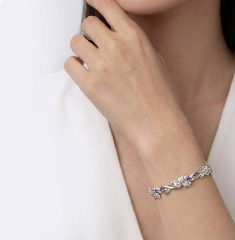 The Violet Vine | S999 Silver Narrative Cuff - Image 4