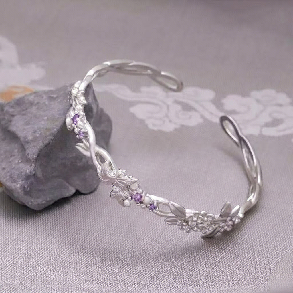 The Violet Vine | S999 Silver Narrative Cuff - Image 5