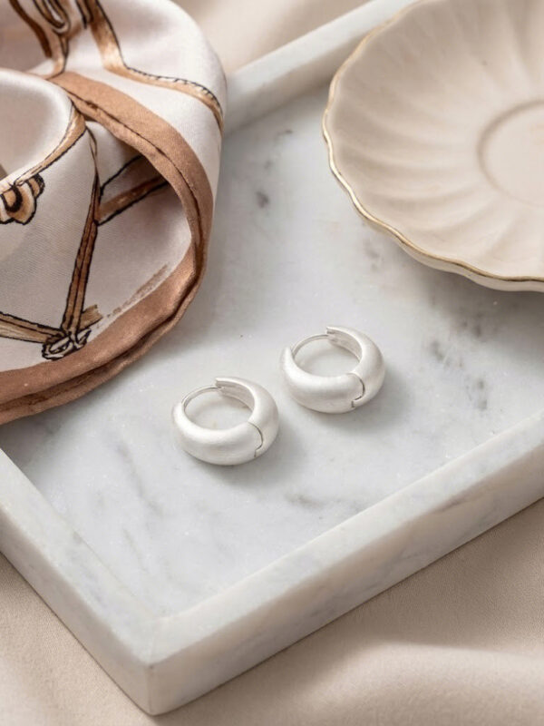 The Matte Huggie | S999 Silver Narrative Earrings